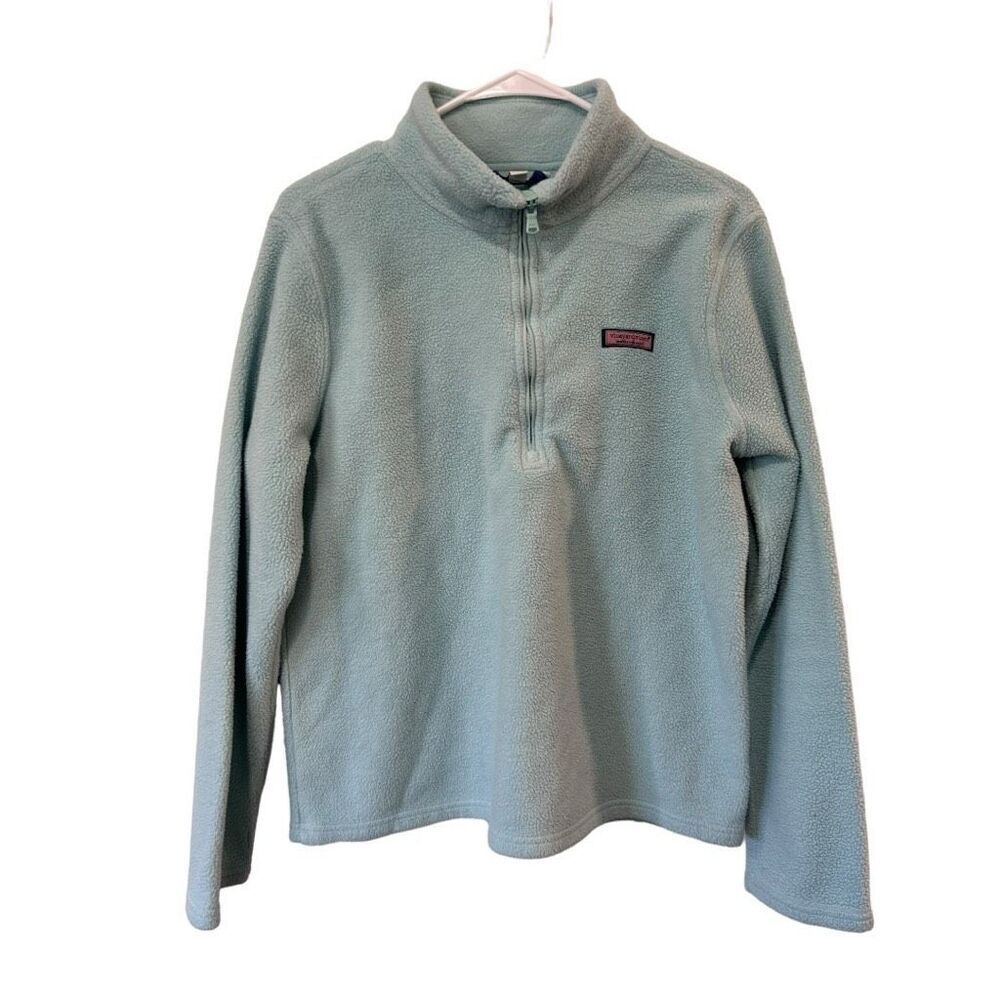 Vineyard Vines Embroidered Logo Pullover Fleece Sweater Sky Blue Size Large